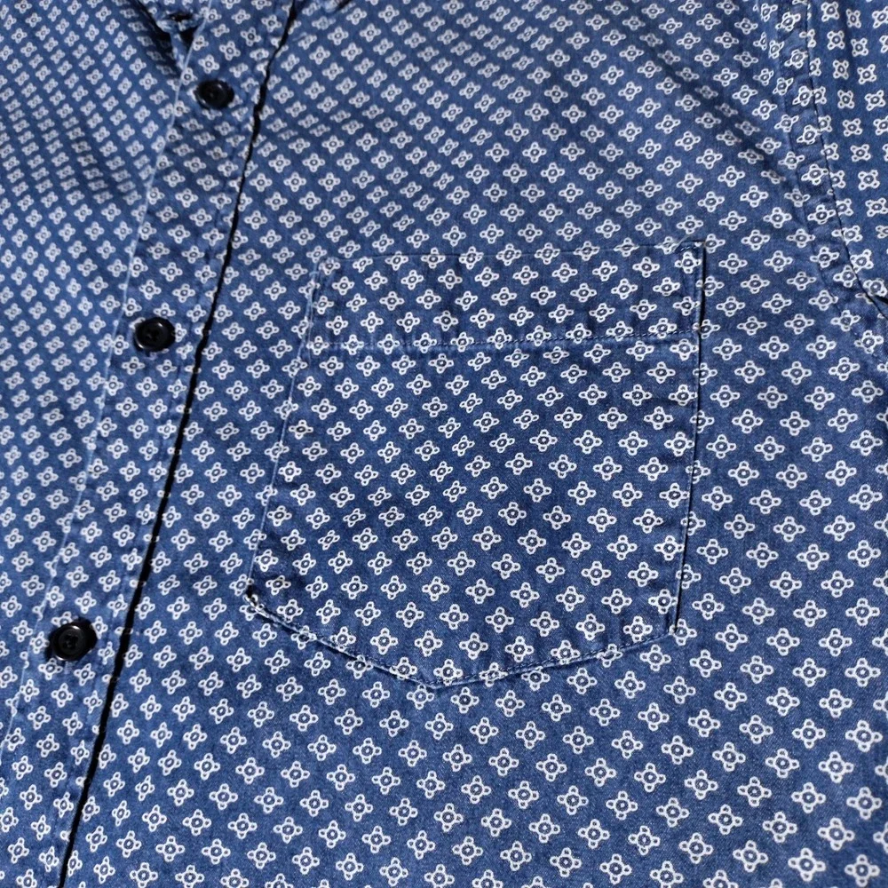 Banana Republic Grant Slim Fit Blue Geometric Button Down Shirt L - Imperfect